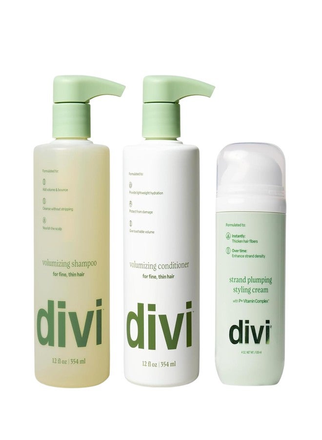 Divi Major Volume Bundle – Includes Volumizing Shampoo, Conditioner & Strand Plumper – Boosts Lift, Fullness & Body for Fine or Thinning Hair, 3 Piece Set - Image 1